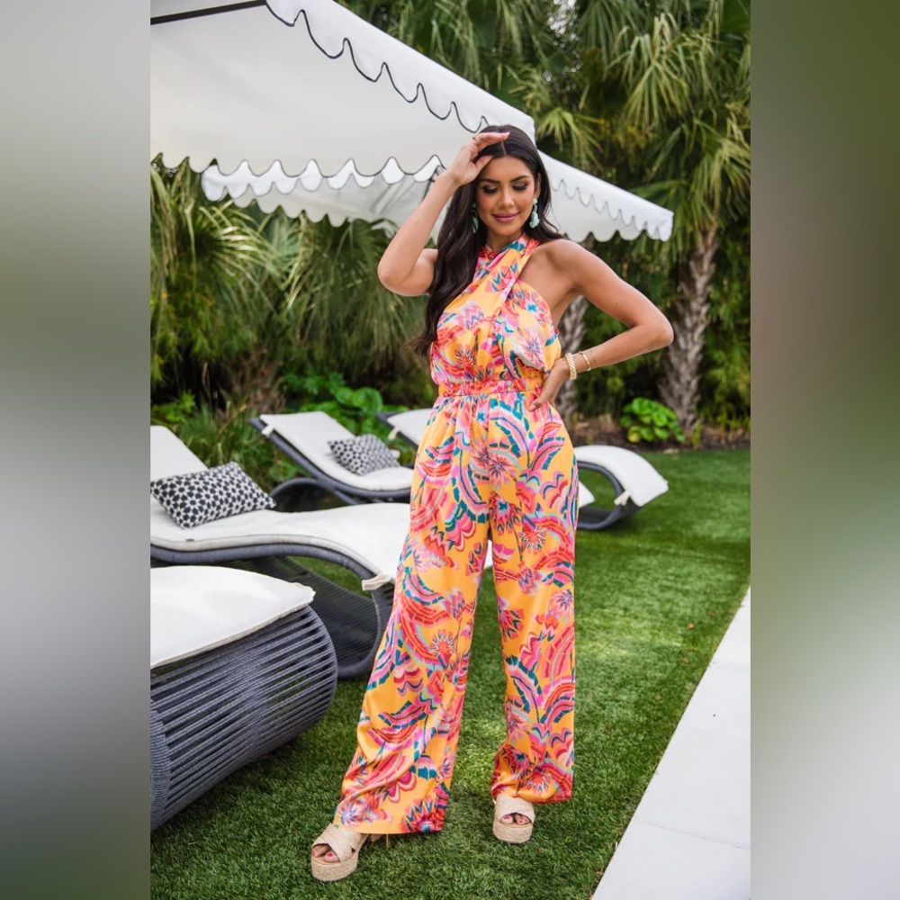 Gate To My Heart Multi Printed Halter Jumpsuit